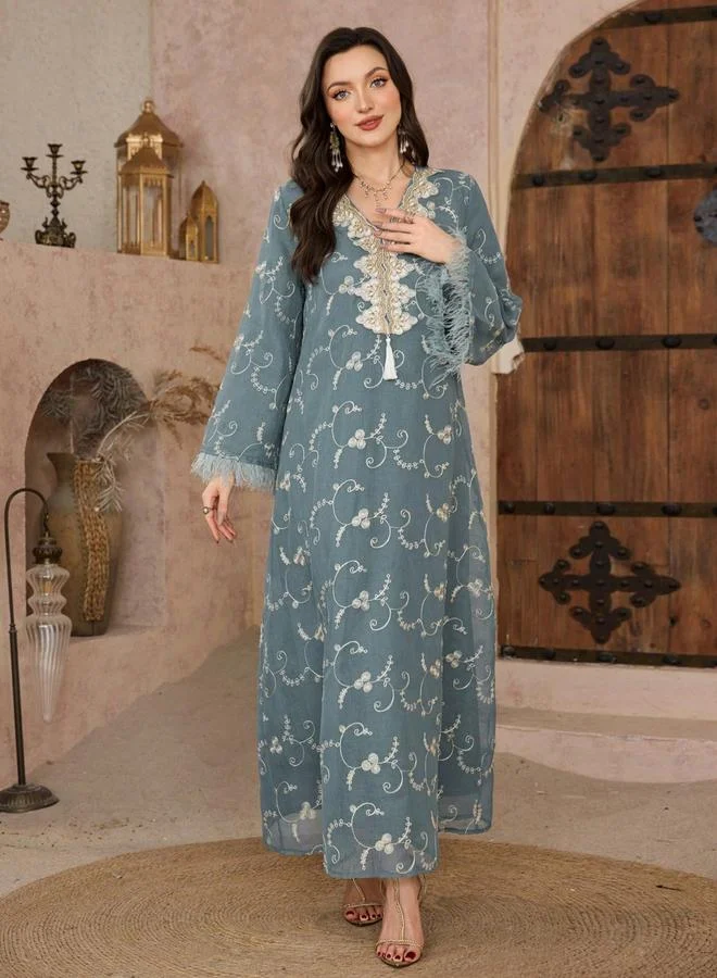 Take Two Women Graphic Patch Detail Tassel Jalabiya